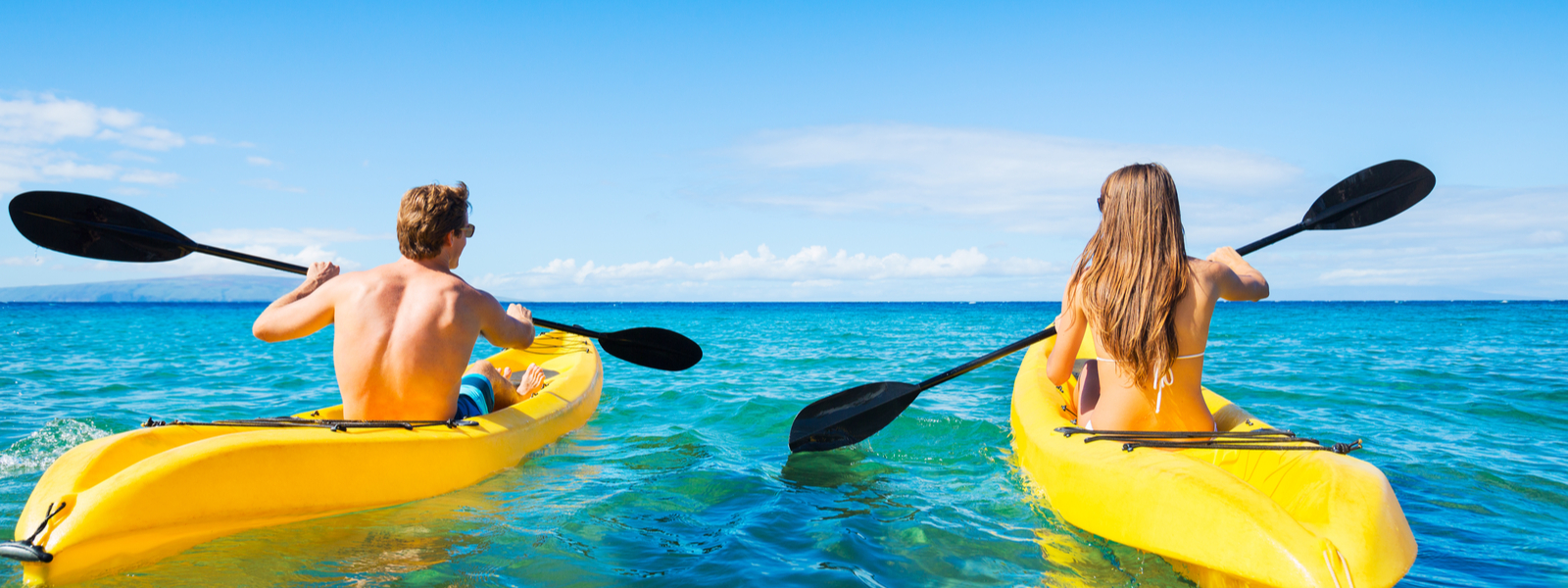 A couple enjoying their kayaks