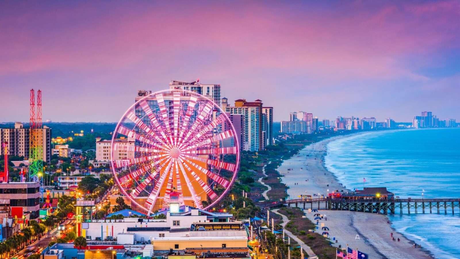 An aerial photo of Myrtle Beach near our Myrtle Beach rentals