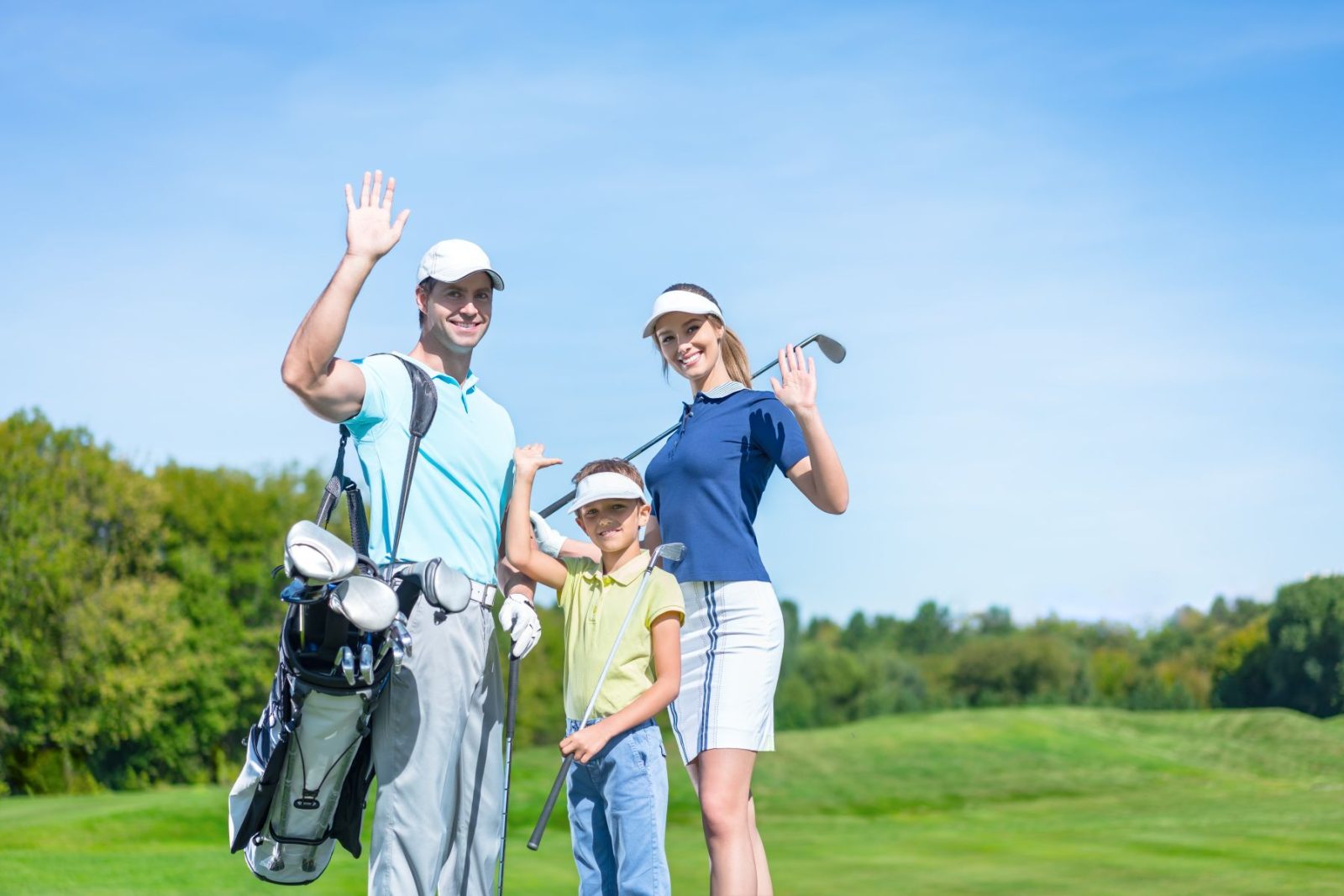 Family on a golf course