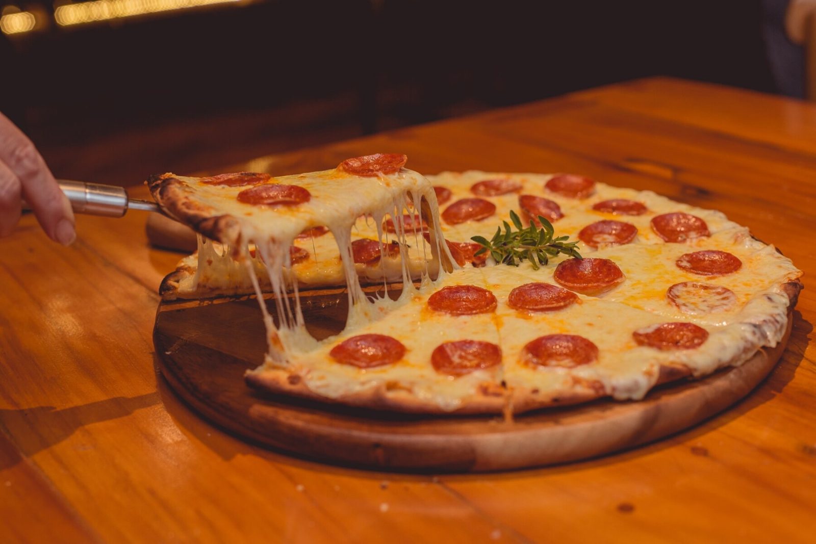 pizza on a table